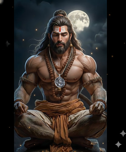 Hanuman Ji Pendant Oxodaised Silver Chain